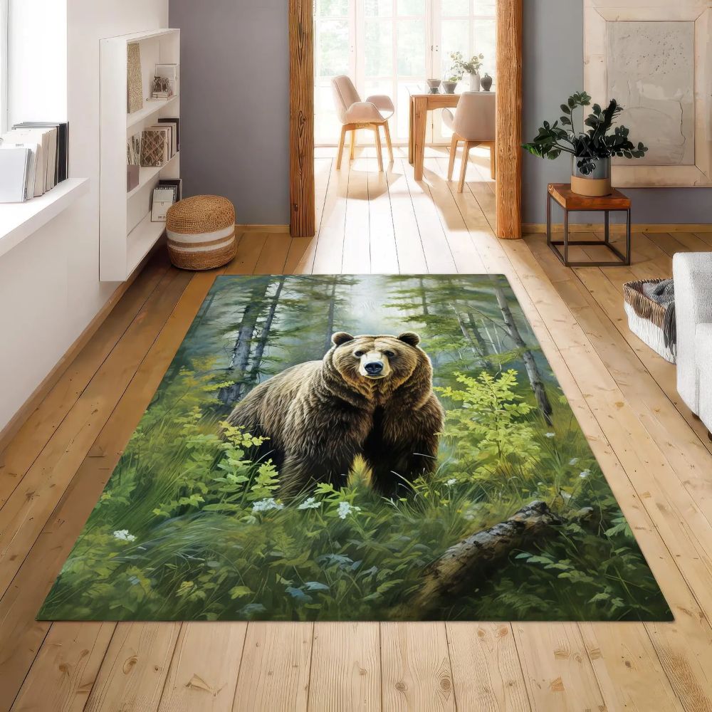Spring Forest Grizzly Bear - 3D Illusion Area Rug - H629