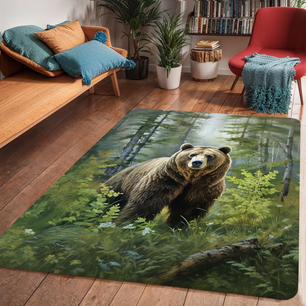 Spring Forest Grizzly Bear - 3D Illusion Area Rug - H629