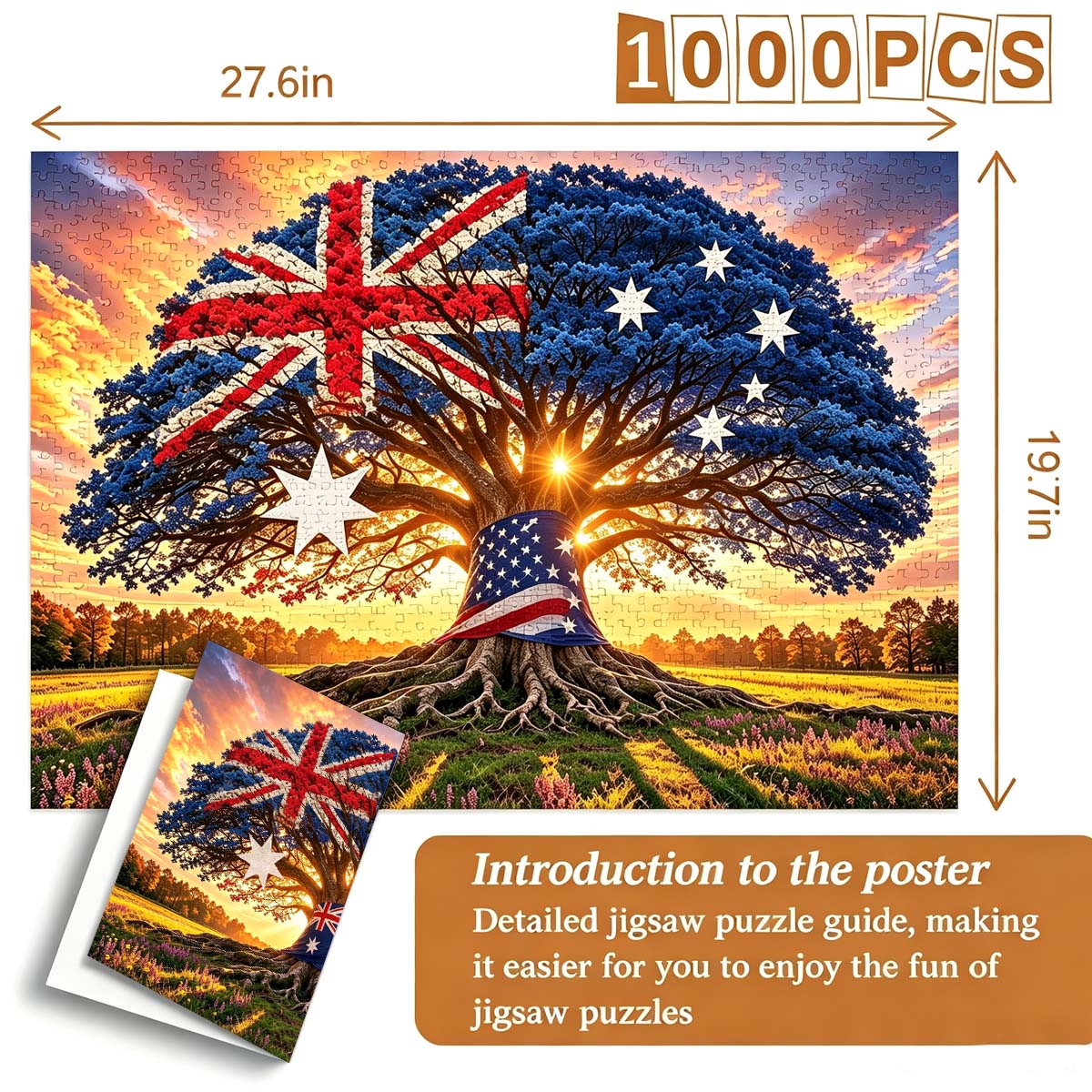 Patriotic Australian Flag Tree Jigsaw Puzzle 1000-Piece