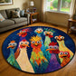 Whimsical Chickens Round Rug - H749