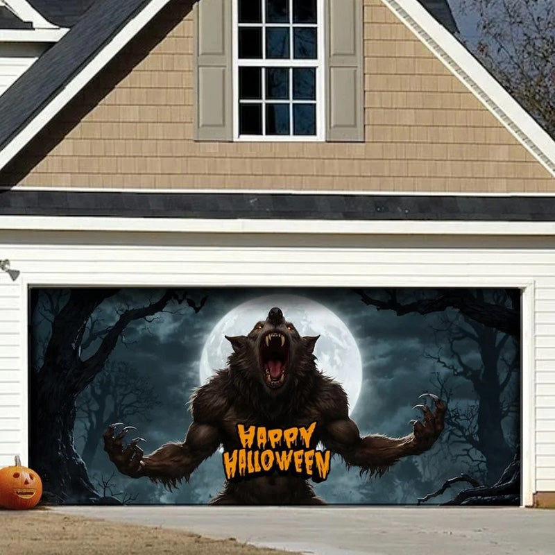 Werewolf Scene Halloween Garage Door Covers HC010