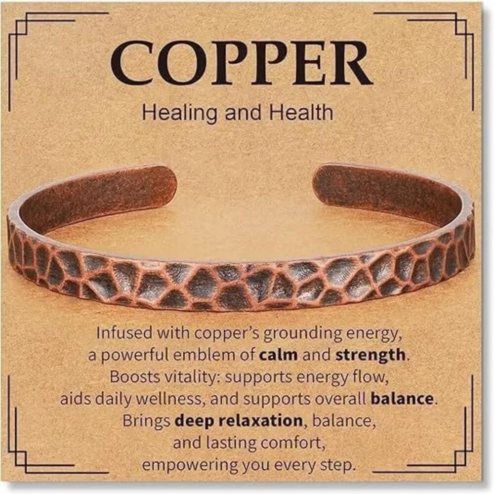 Retro Geometric Copper Bangle Bracelet For Unisex