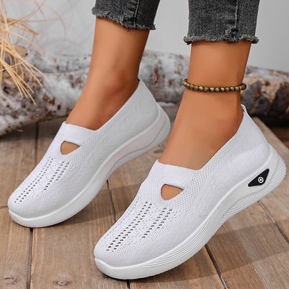 Summer Breathable Non-Slip Soft Sole Elderly Shoes, Women's Casual Orthopedic Walking Flats for Middle-Aged and Seniors