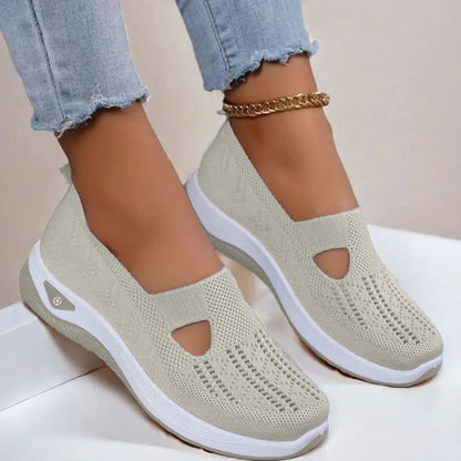 Summer Breathable Non-Slip Soft Sole Elderly Shoes, Women's Casual Orthopedic Walking Flats for Middle-Aged and Seniors