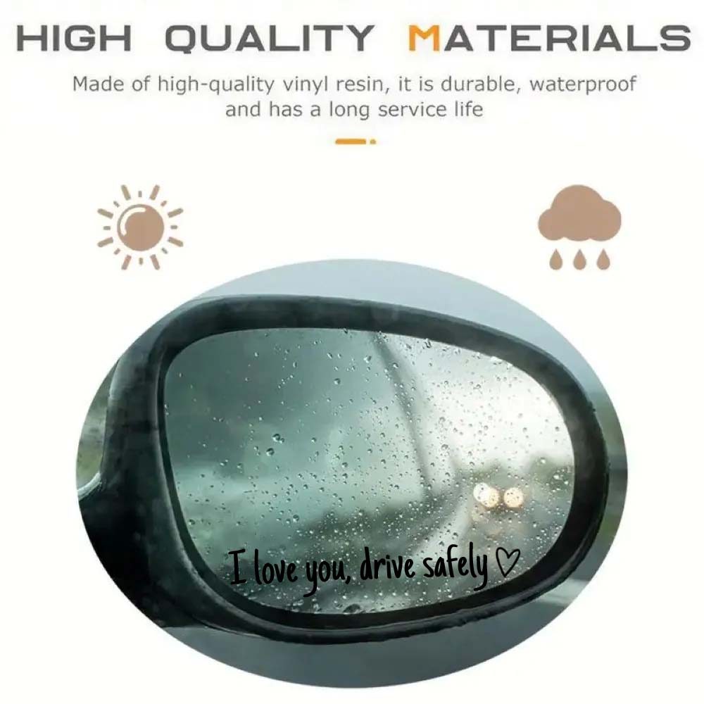 “I Love You, Drive Safely” Car Mirror Decal Set – Cute Reflective Vinyl Stickers