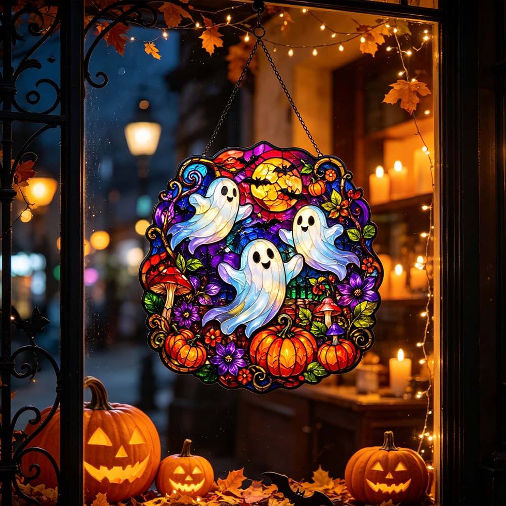 Halloween Cute Ghost Pumpkin- Acrylic Suncatcher