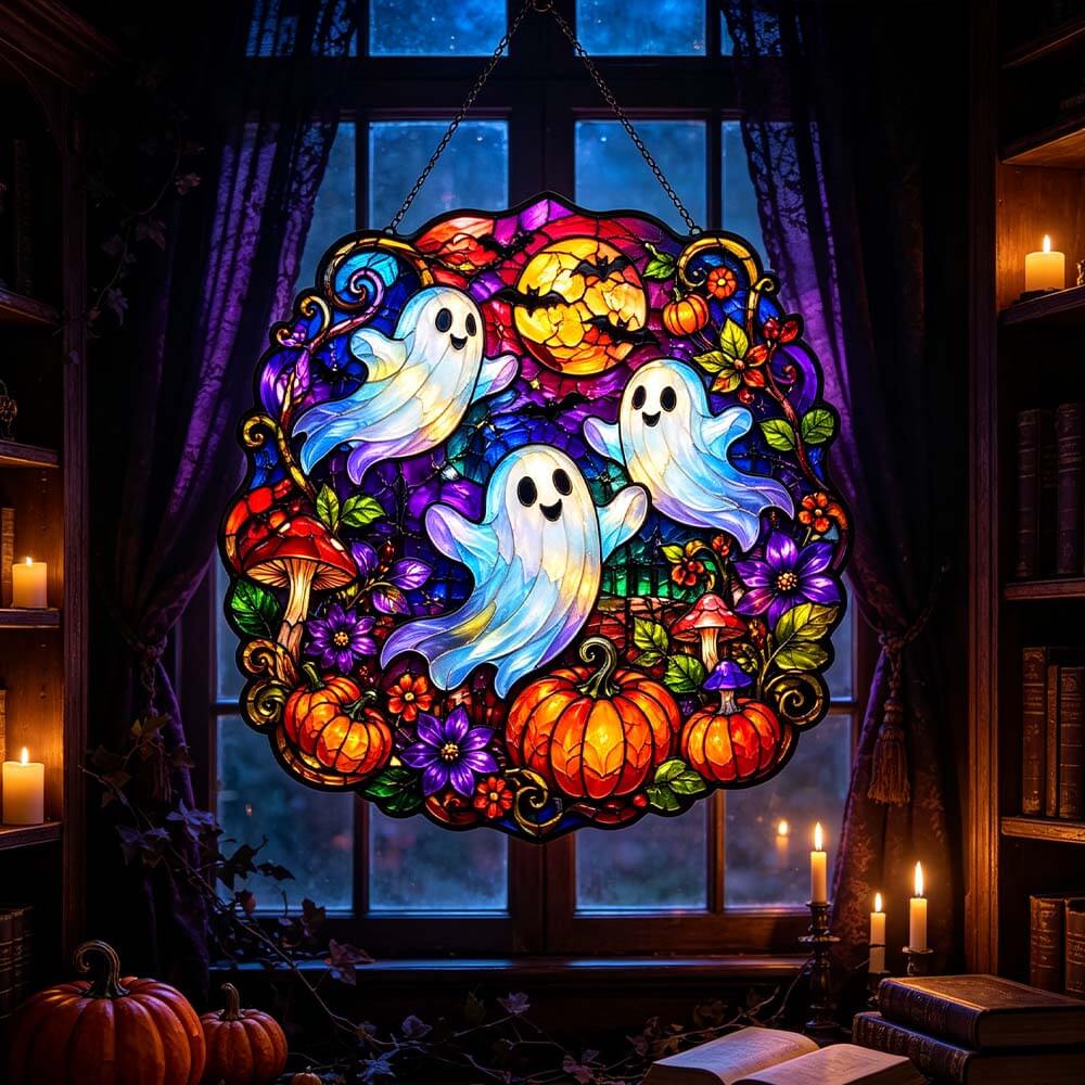 Halloween Cute Ghost Pumpkin- Acrylic Suncatcher