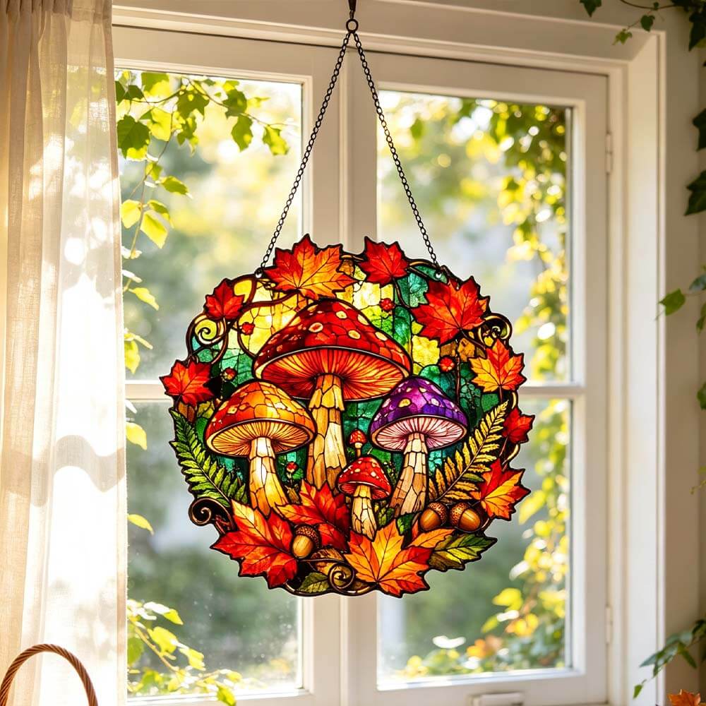 Autumn Mushroom Pumpkin  - Acrylic Suncatcher