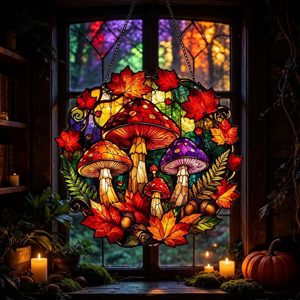 Autumn Mushroom Pumpkin  - Acrylic Suncatcher
