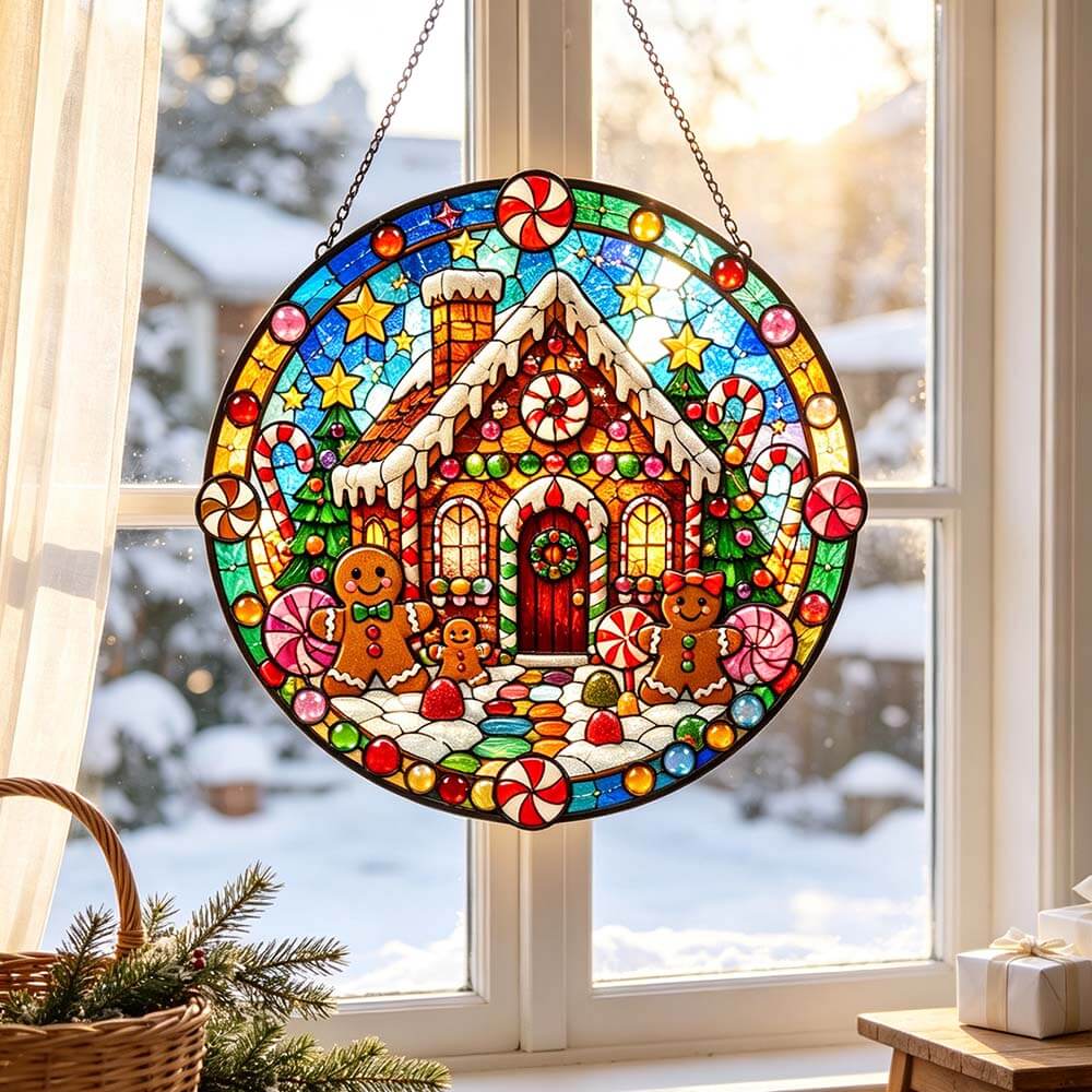 Christmas Gingerbread House - Acrylic Suncatcher