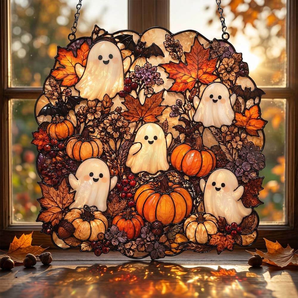 Halloween Ghost Pumpkin  - Acrylic Suncatcher