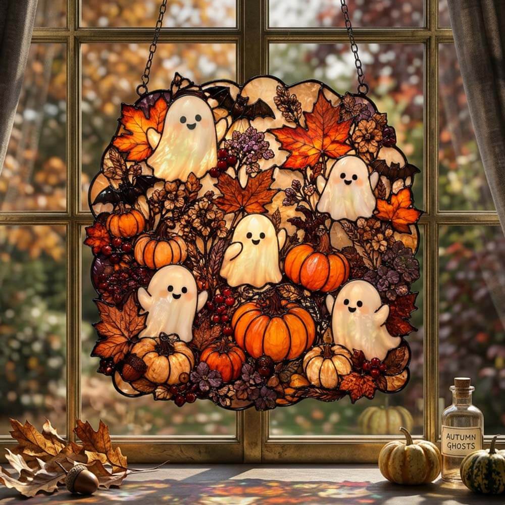 Halloween Ghost Pumpkin  - Acrylic Suncatcher