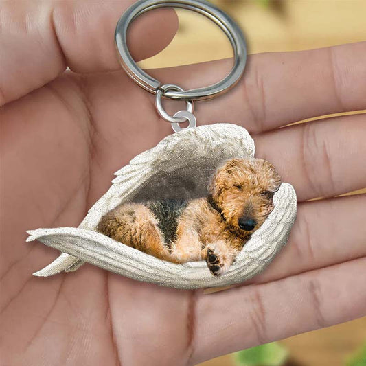 Sleeping Angel Acrylic Keychain Airedale Terrier SA133