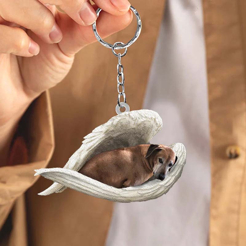 Sleeping Angel Acrylic Keychain Dog SA139