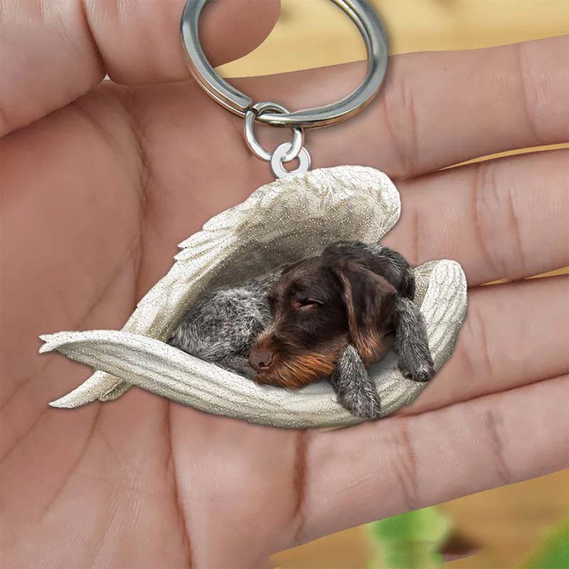 Sleeping Angel Acrylic Keychain German Wirehaired Pointer SA160