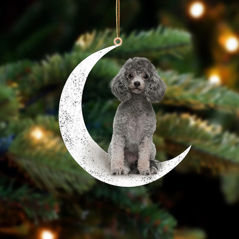 Poodle Sit On The Moon Ornament MO058