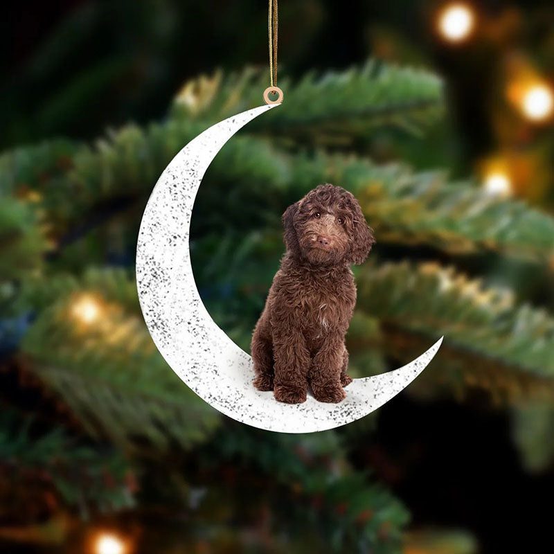 Labradoodle Sit On The Moon Ornament MO069