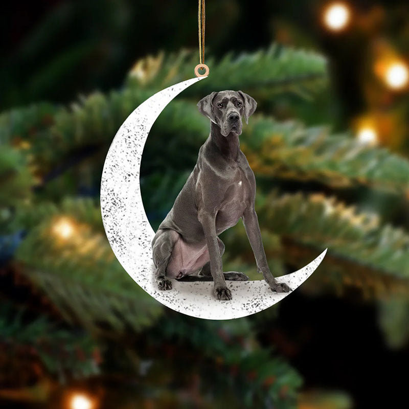 Great Dane Sit On The Moon Ornament MO080