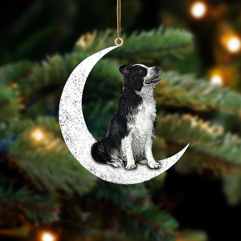 Border Collie Sit On The Moon Ornament MO085