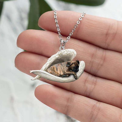 Brindle Boxer Sleeping Angel Stainless Steel Necklace SN134