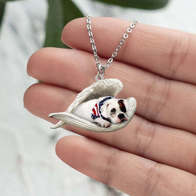 America Bulldog Sleeping Angel Stainless Steel Necklace SN135