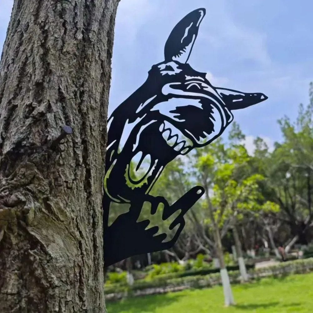 Peeping Middle Finger Animal Metal Sign - Yard Art Decor