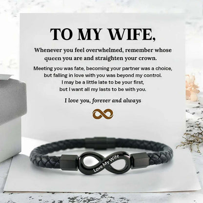 Love My Wife - I Love You Forever And Always - Infinity Leather Bracelet