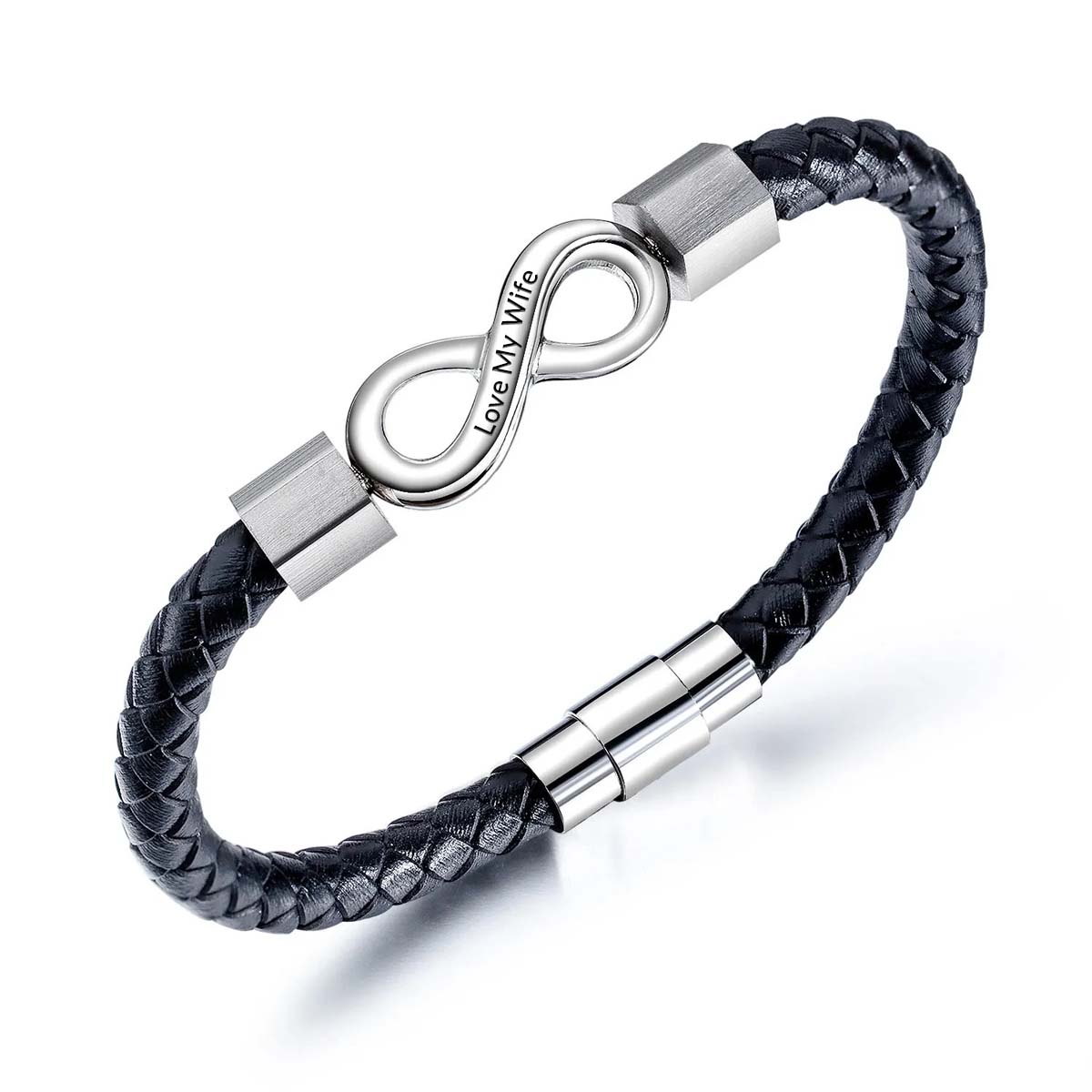 Love My Wife - I Love You Forever And Always - Infinity Leather Bracelet