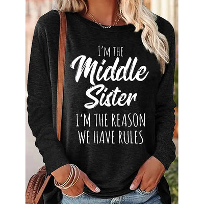 Women's Funny Sister Gift Casual Long Sleeve Top