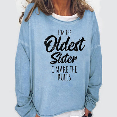 Sister Funny Crew Neck Casual Letter Sweatshirts