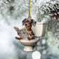 Dachshund - Dog Sitting On Toilet Ornament  OT011