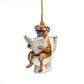 Boxer - Dog Sitting On Toilet Ornament  OT013