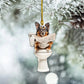 Australian Shepherd - Dog Sitting On Toilet Ornament  OT022