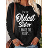 Women's Funny Sister Gift Oldest Sister Casual Long Sleeve Top