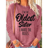 Women's Funny Sister Gift Oldest Sister Casual Long Sleeve Top