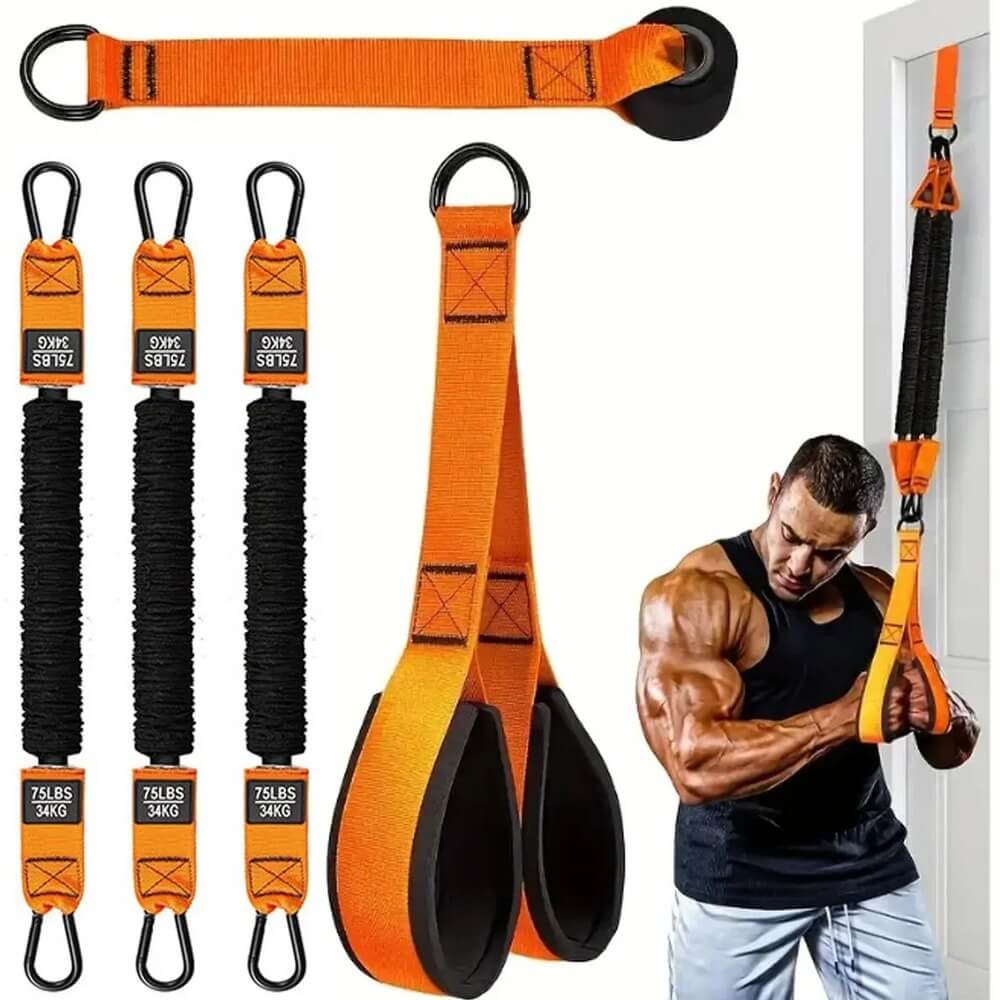 225 lbs Adjustable Resistance Band for Full-Body Strength Training (Arms, Back, Core and Shoulders)