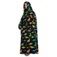 Oversized Wearable Hoodie Blanket – Black Dinosaur