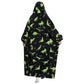 Oversized Wearable Hoodie Blanket – Black Green Dinosaur