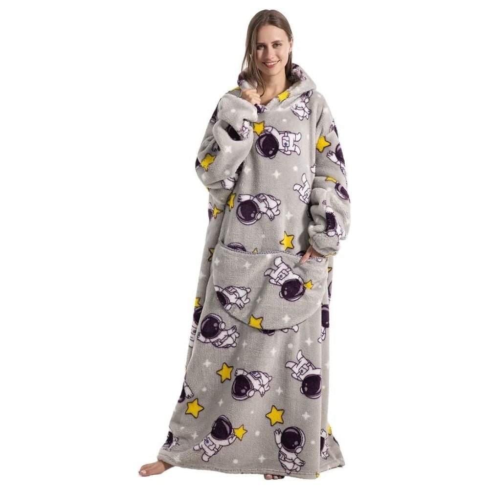 Oversized Wearable Hoodie Blanket – Gray Astronaut