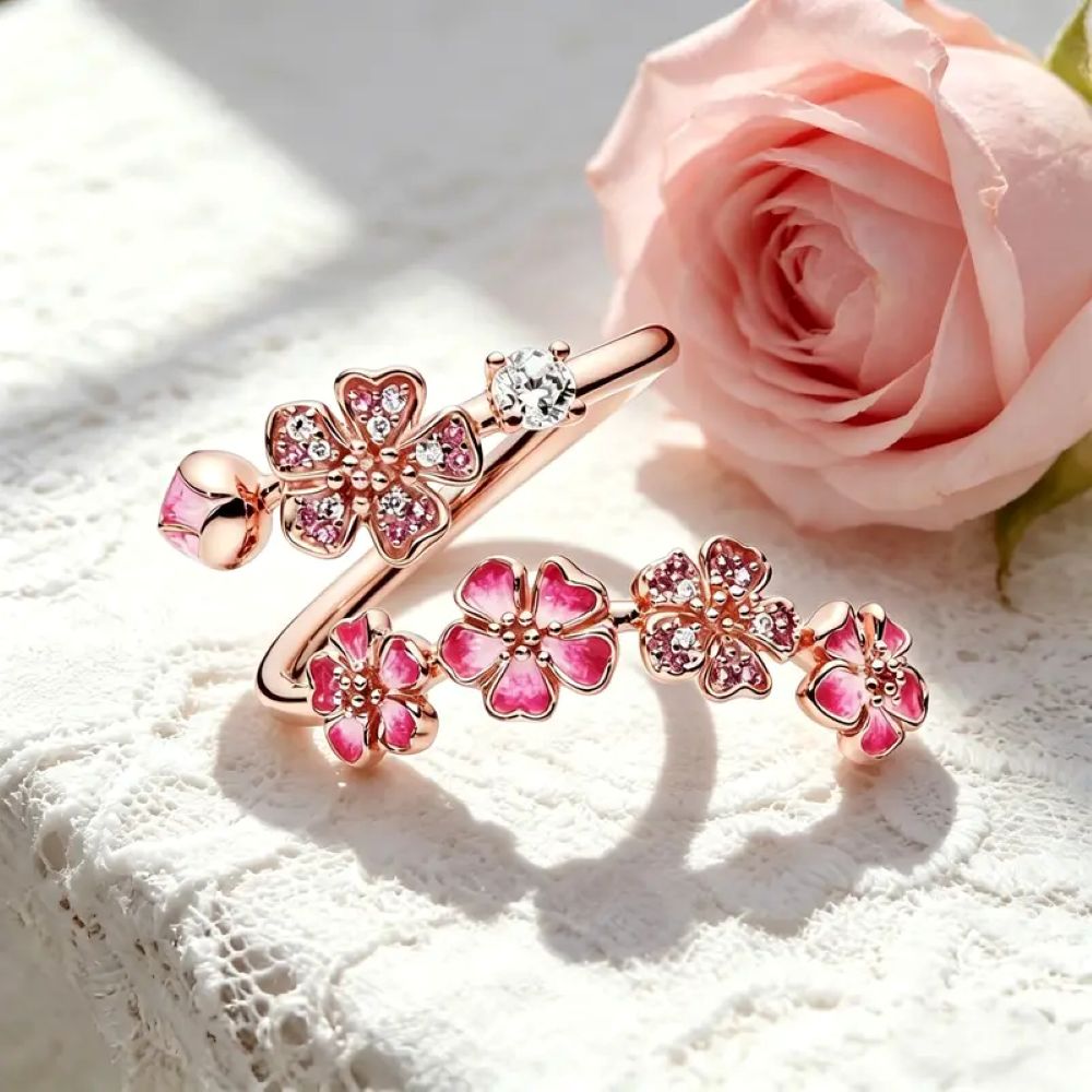 Peach Blossom Adjustable Open Rings