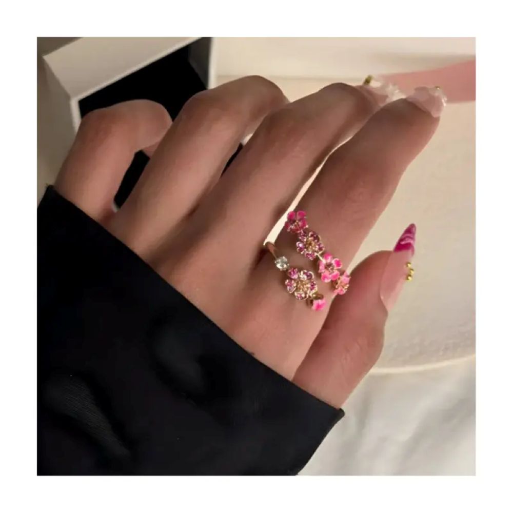 Peach Blossom Adjustable Open Rings
