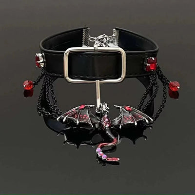 Gothic Punk Dragon Tassel Choker Necklace