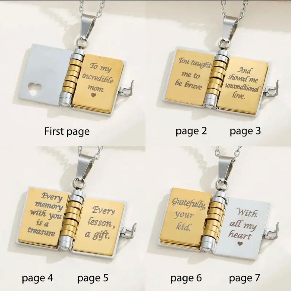 For Mom - My Best Mom Ever Book Necklace