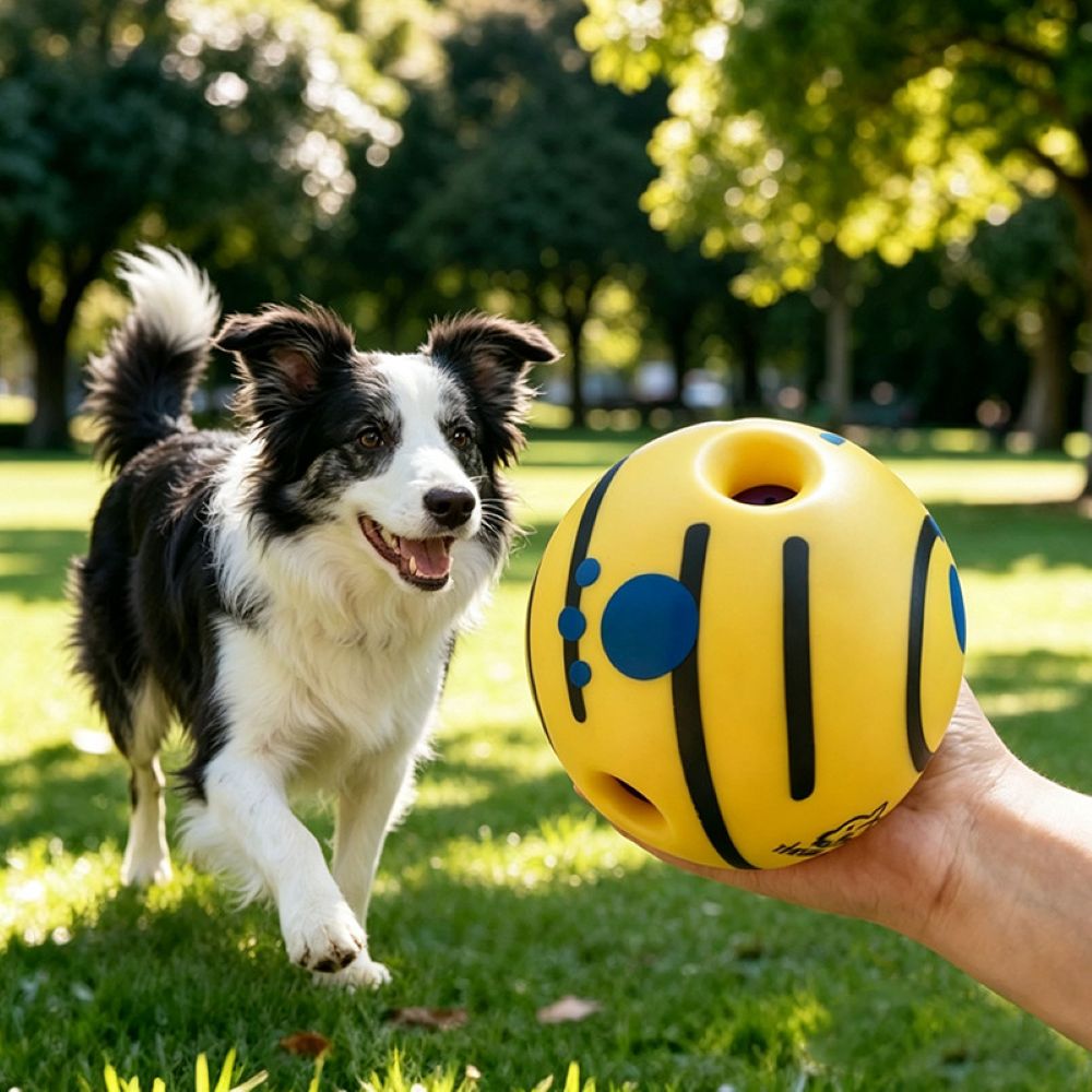 Dog Treat Dispenser Ball – Interactive Squeaky Training Toy