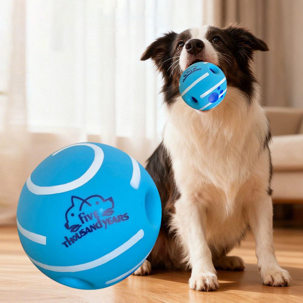 Dog Treat Dispenser Ball – Interactive Squeaky Training Toy