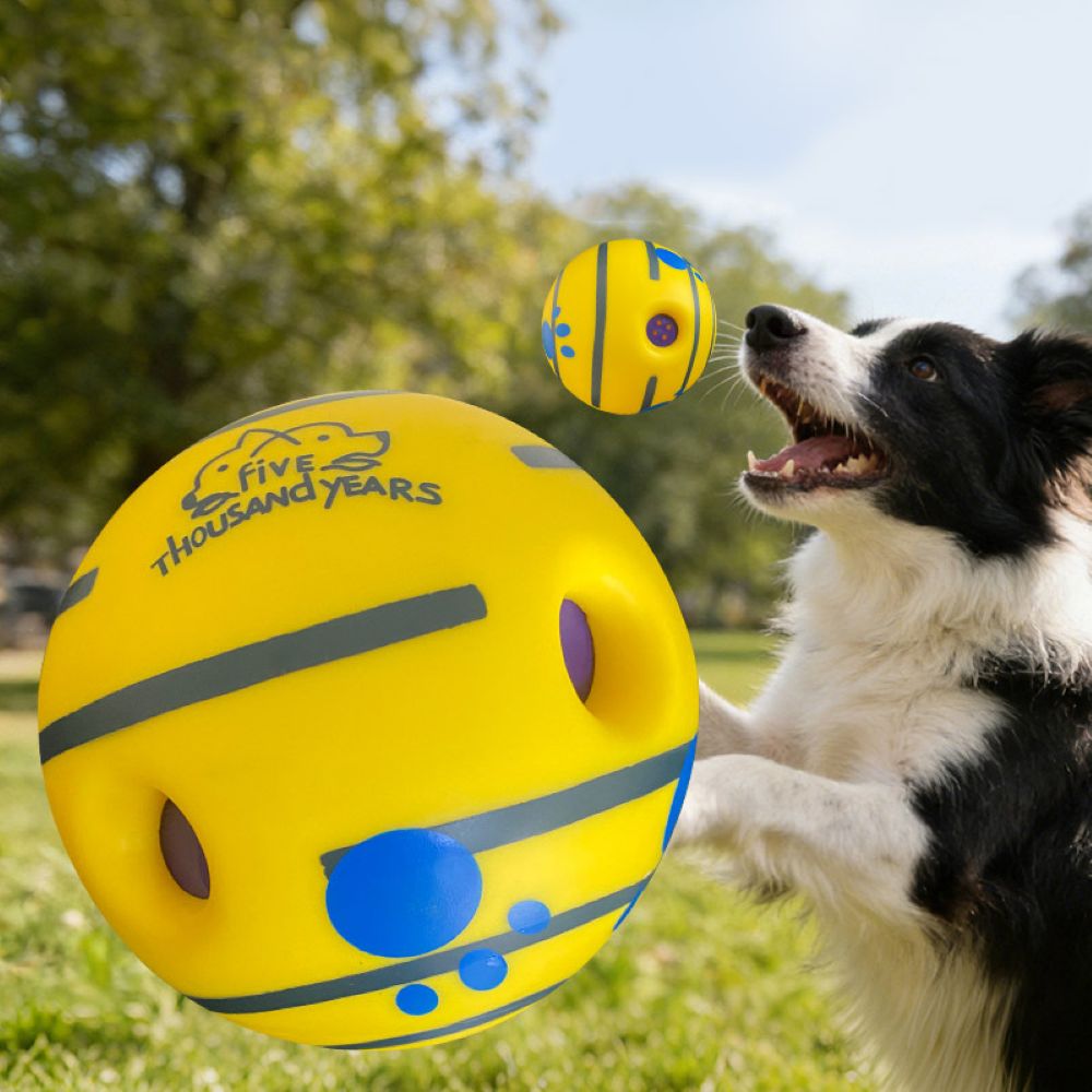 Dog Treat Dispenser Ball – Interactive Squeaky Training Toy