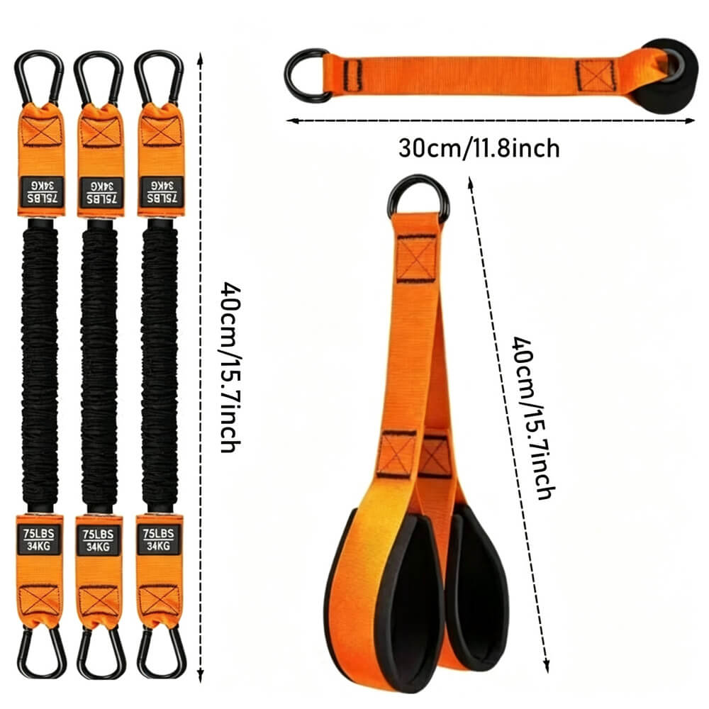 225 lbs Adjustable Resistance Band for Full-Body Strength Training (Arms, Back, Core and Shoulders)