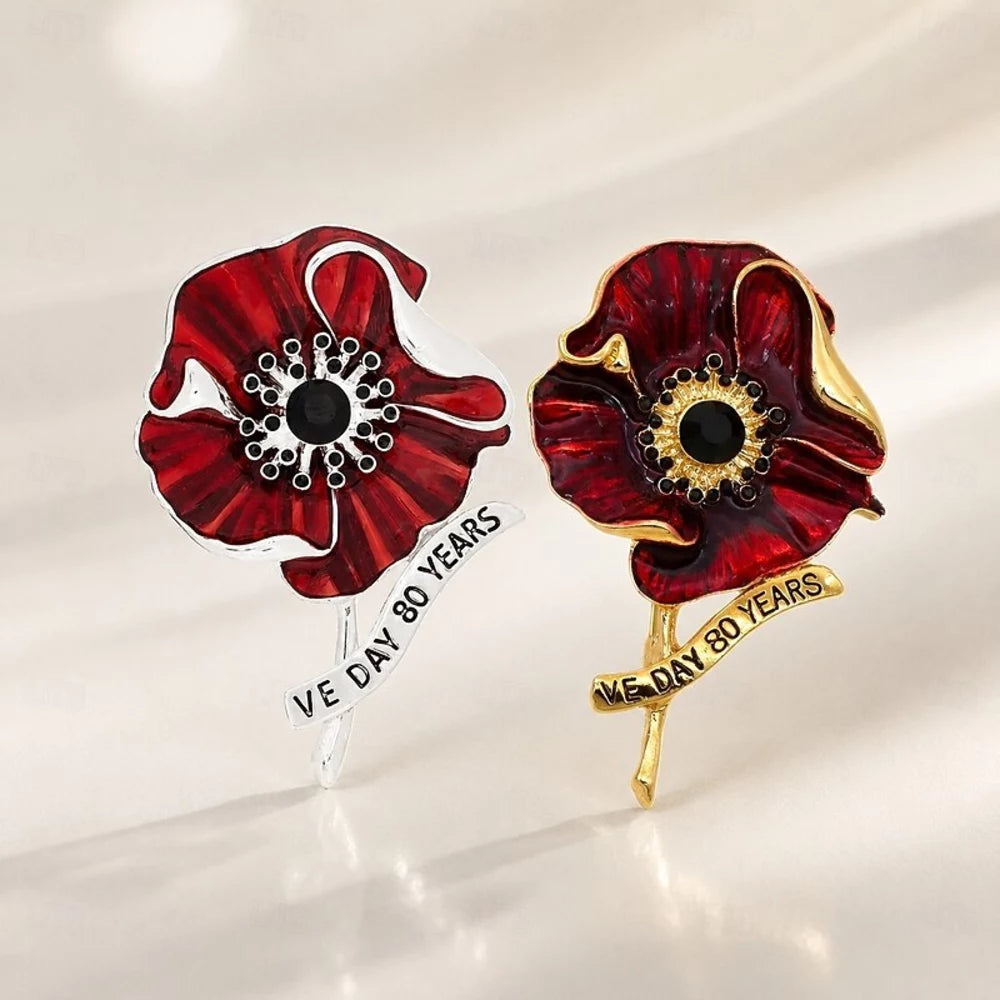 VE Day 80 poppy brooch military remembrance gift