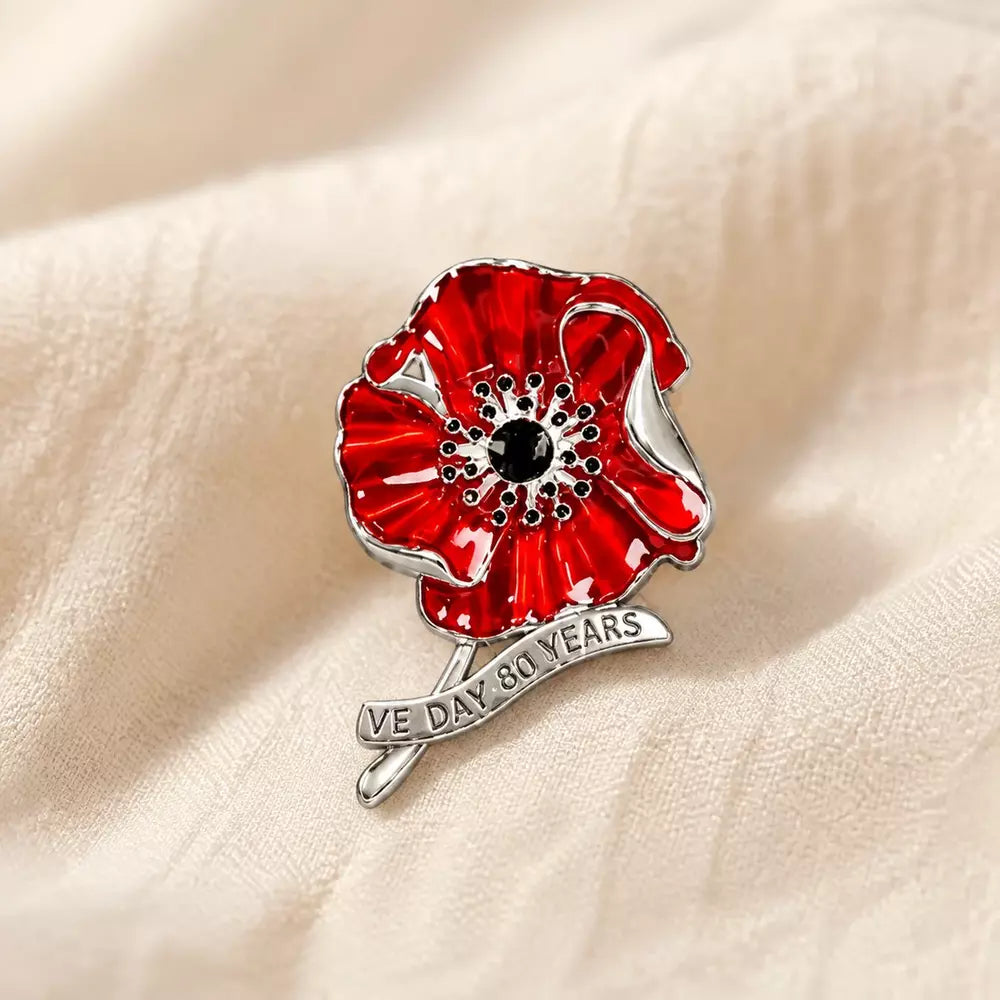 VE Day 80 poppy brooch silver remembrance pin