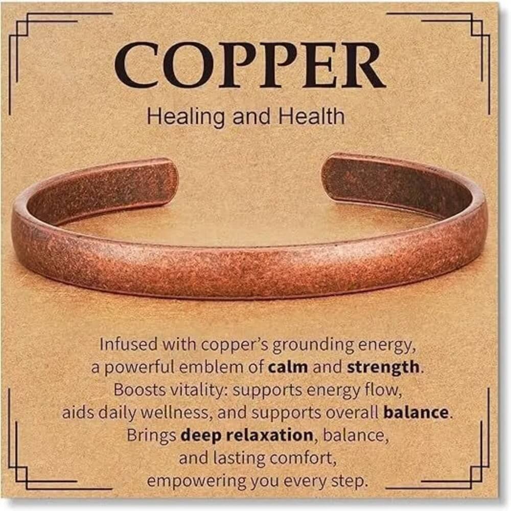 Retro Geometric Copper Bangle Bracelet For Unisex